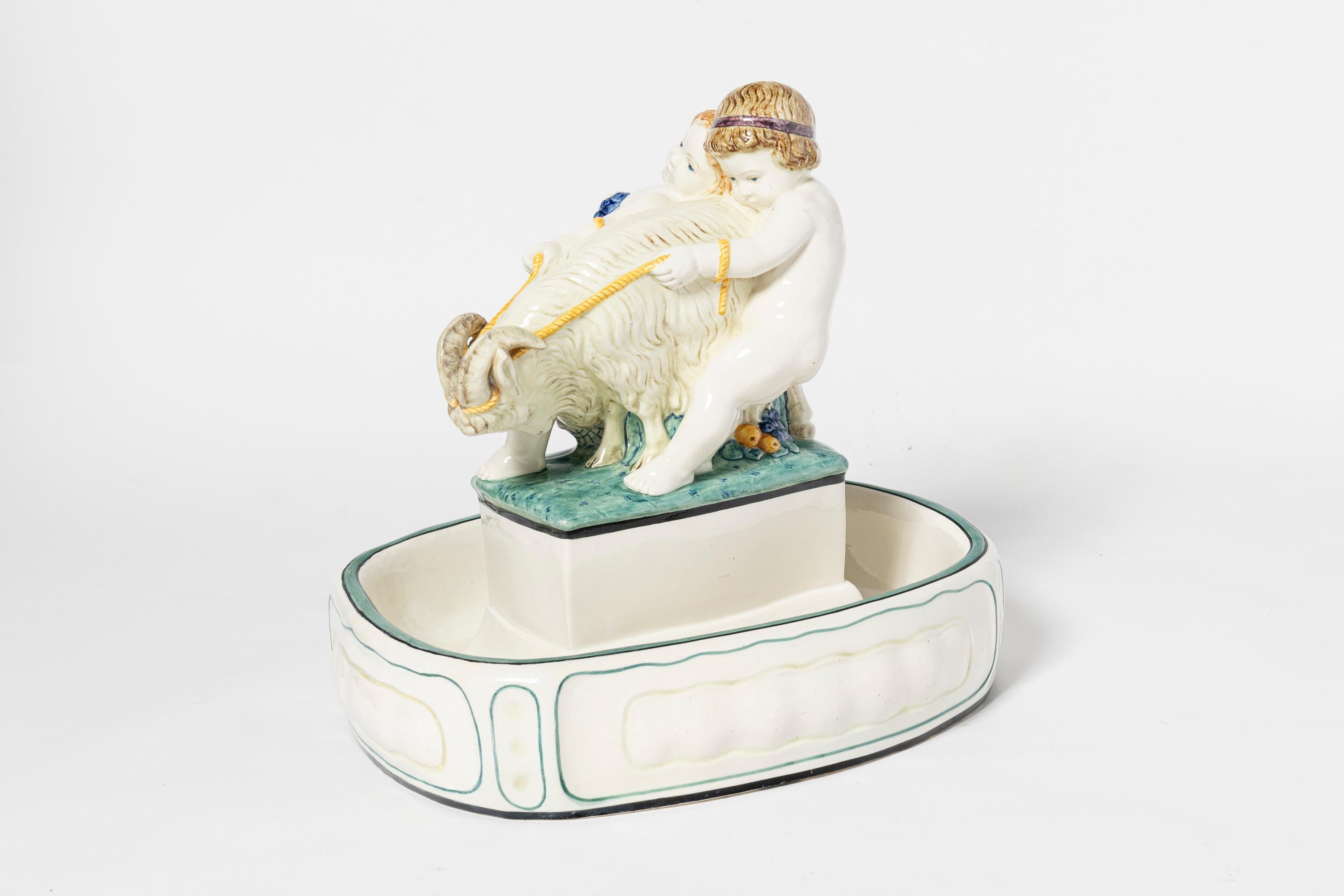 Ceramic Enameled ceramic centerpiece. Germany, early 20th century. For Sale