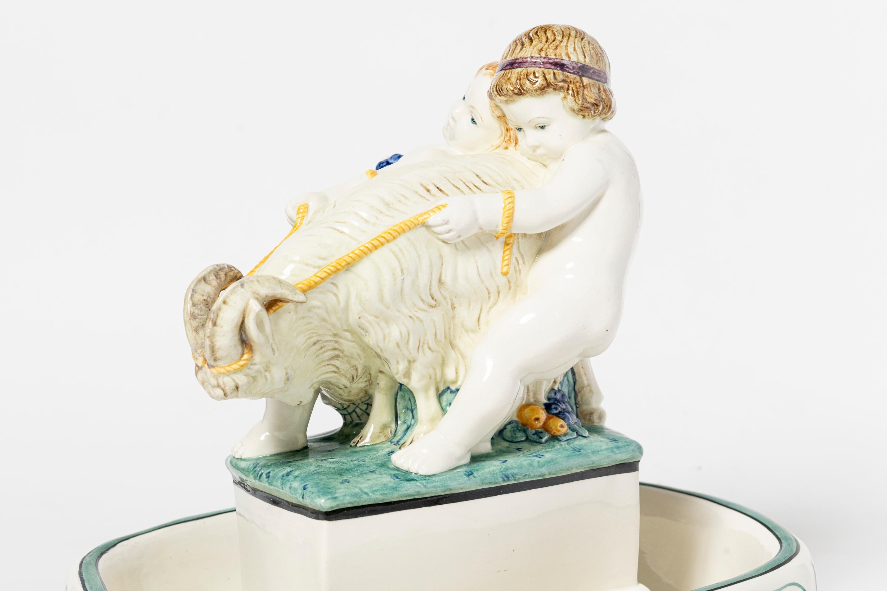 Enameled ceramic centerpiece. Germany, early 20th century. For Sale 1