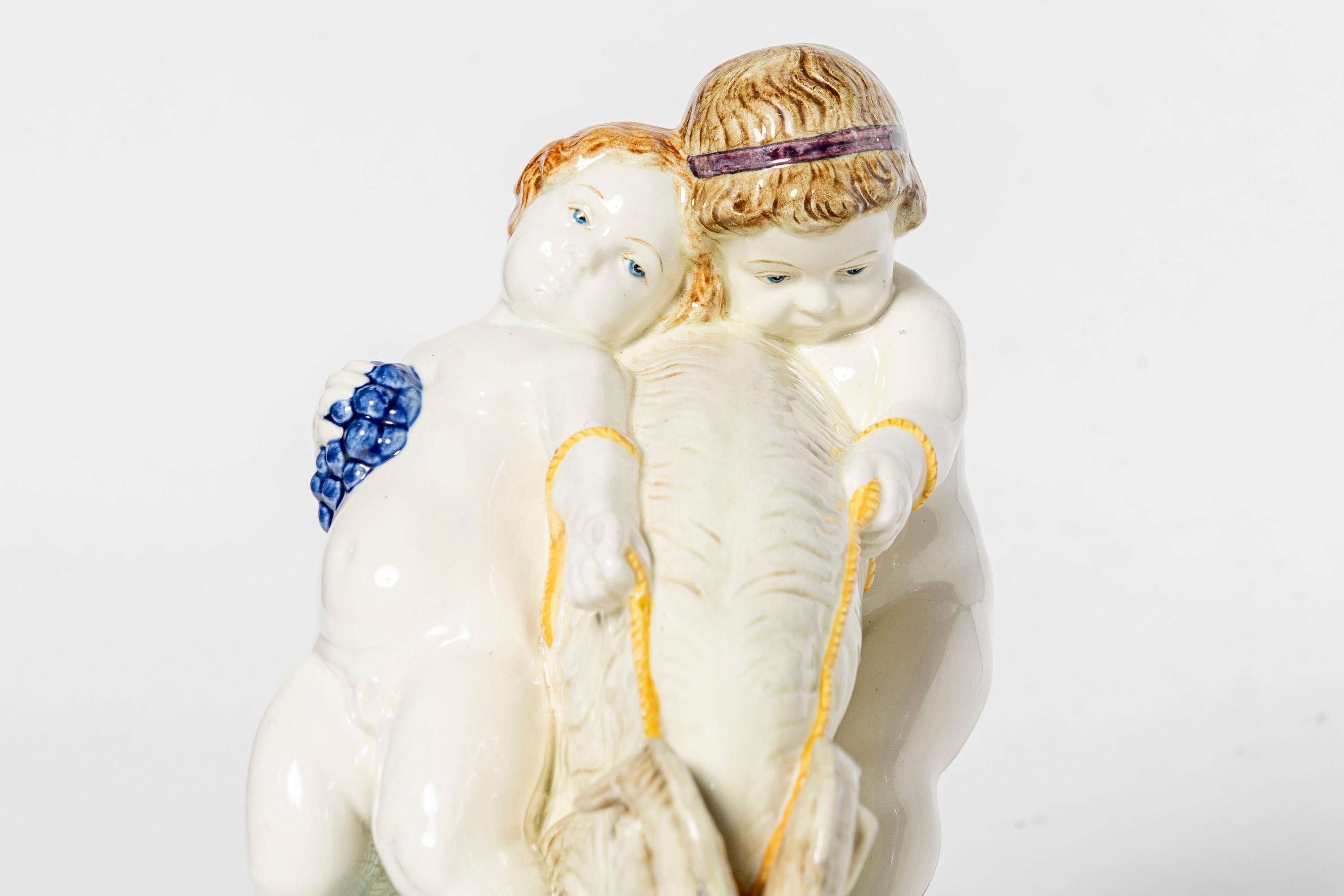 Enameled ceramic centerpiece. Germany, early 20th century. For Sale 2