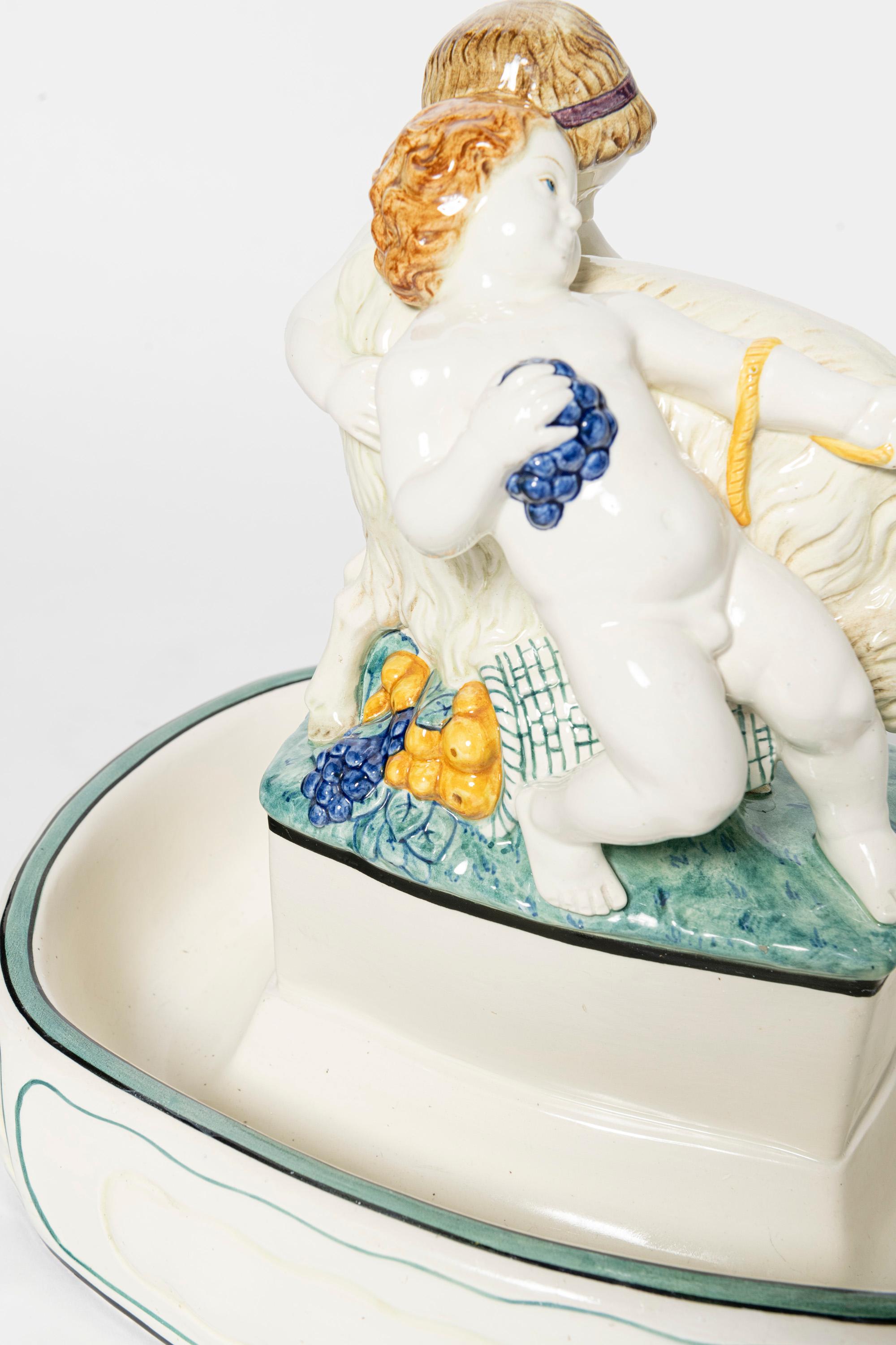 Enameled ceramic centerpiece. Germany, early 20th century. For Sale 4