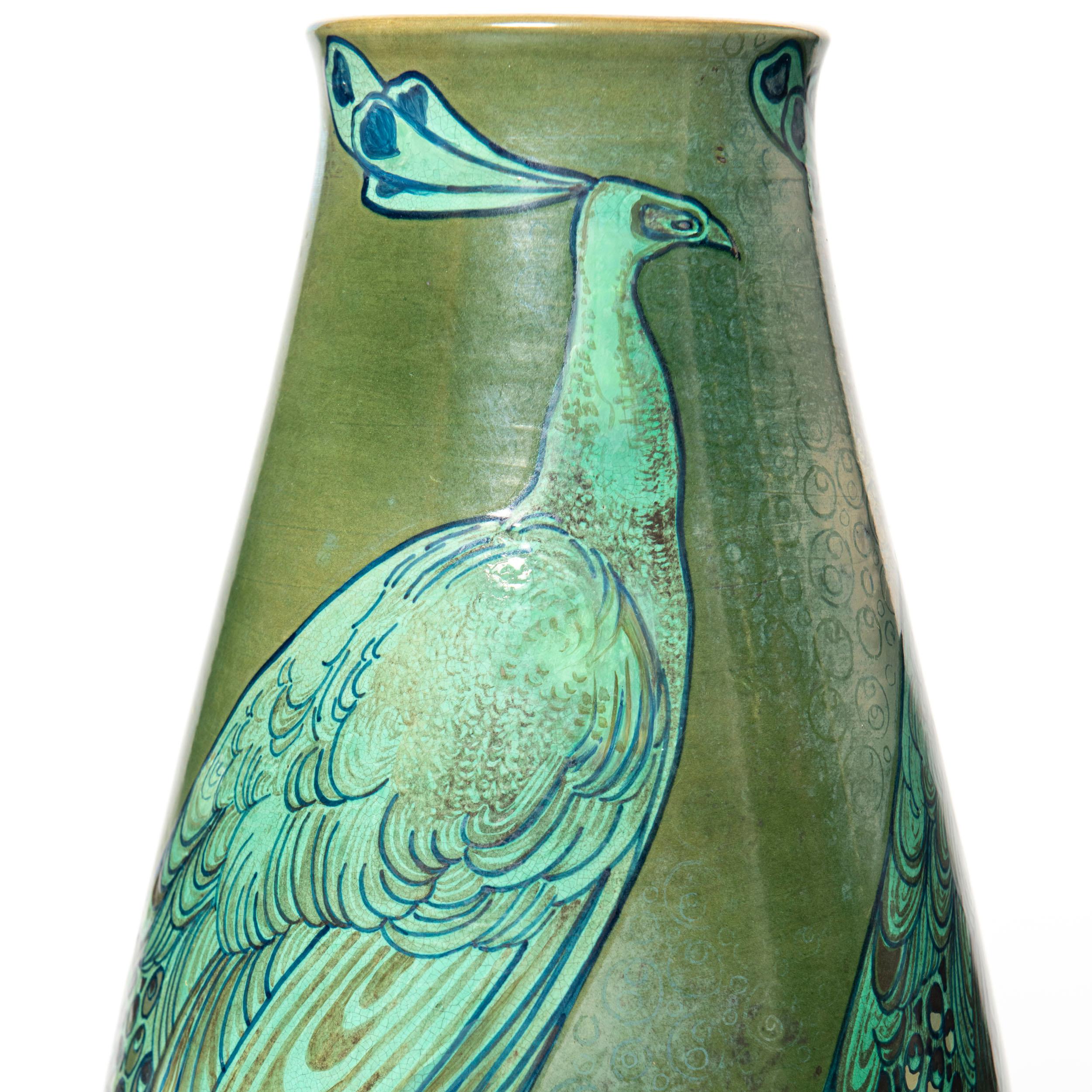 French Enameled Ceramic Flower Vase, France, Early 20th Century For Sale