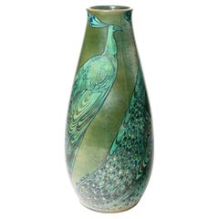Antique Enameled Ceramic Flower Vase, France, Early 20th Century