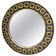 Enameled Ceramic "Sun" Mirror by Mithé Espelt