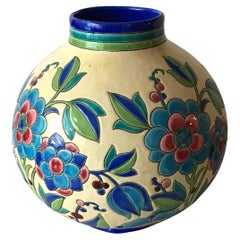 Vaso in ceramica smaltata Charles Catteau for Boch Freres Keramis 1930 art deco