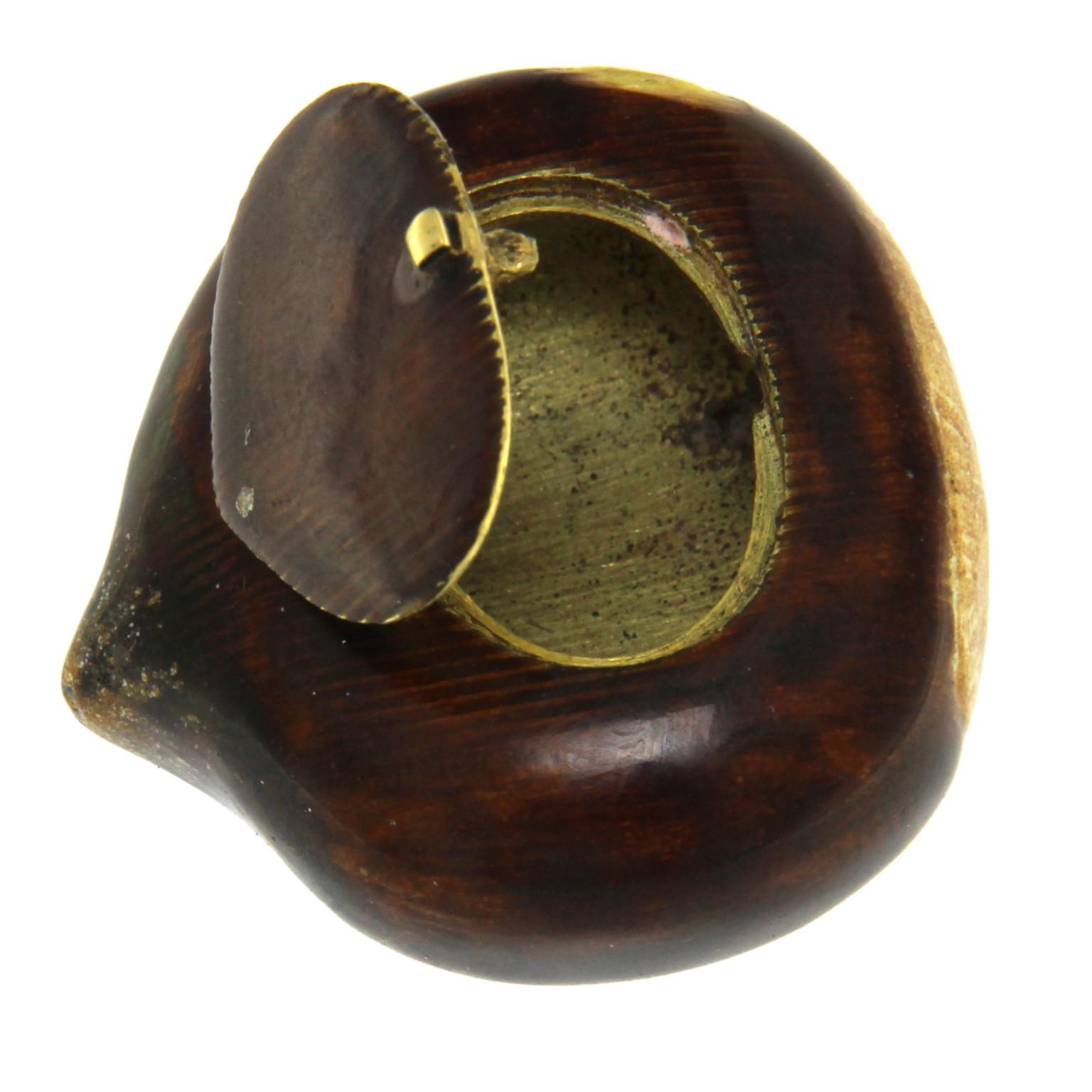 Women's or Men's Unique 18K Chestnut-Shaped Pill Case with Enamel For Sale