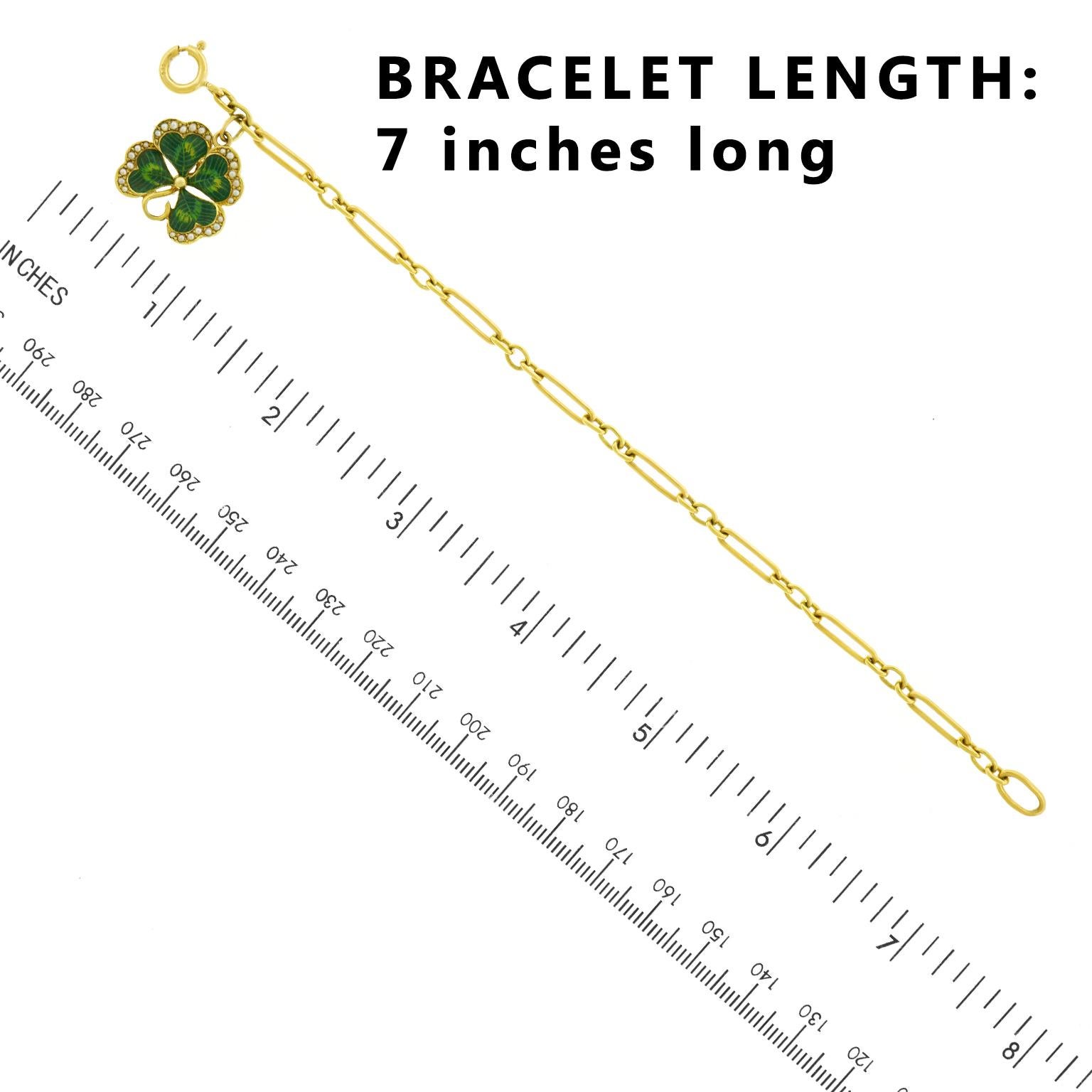 Enameled Clover Charm on a Gold Bracelet 2