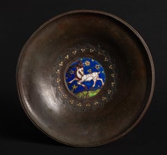 Emaillierte Jugendstilschale aus Kupfer mit Widder von Ludwig Karl Maria Vierthaler