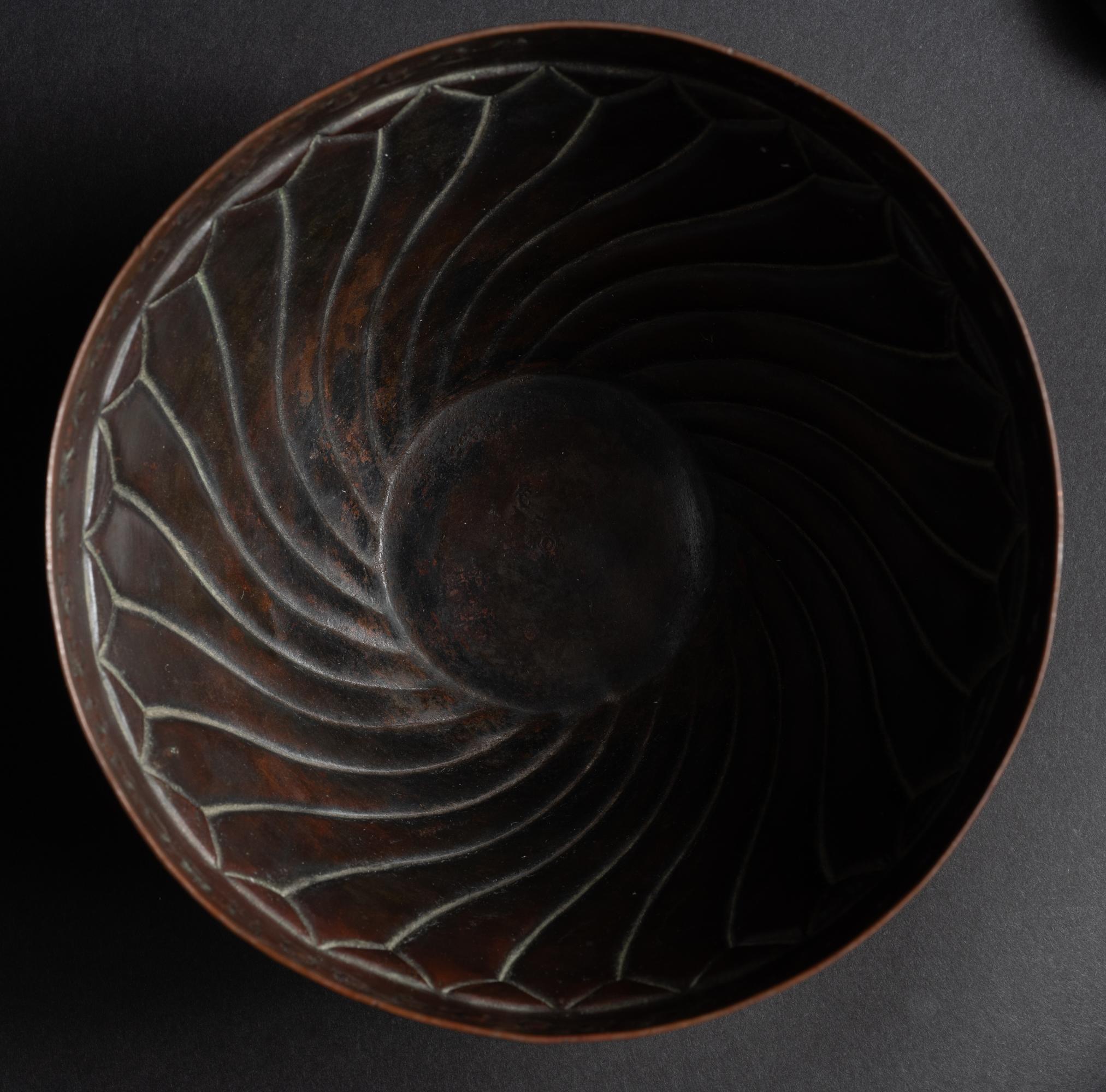 Enameled Copper Art Nouveau Spiral Bowl by Ludwig Karl Maria Vierthaler 1