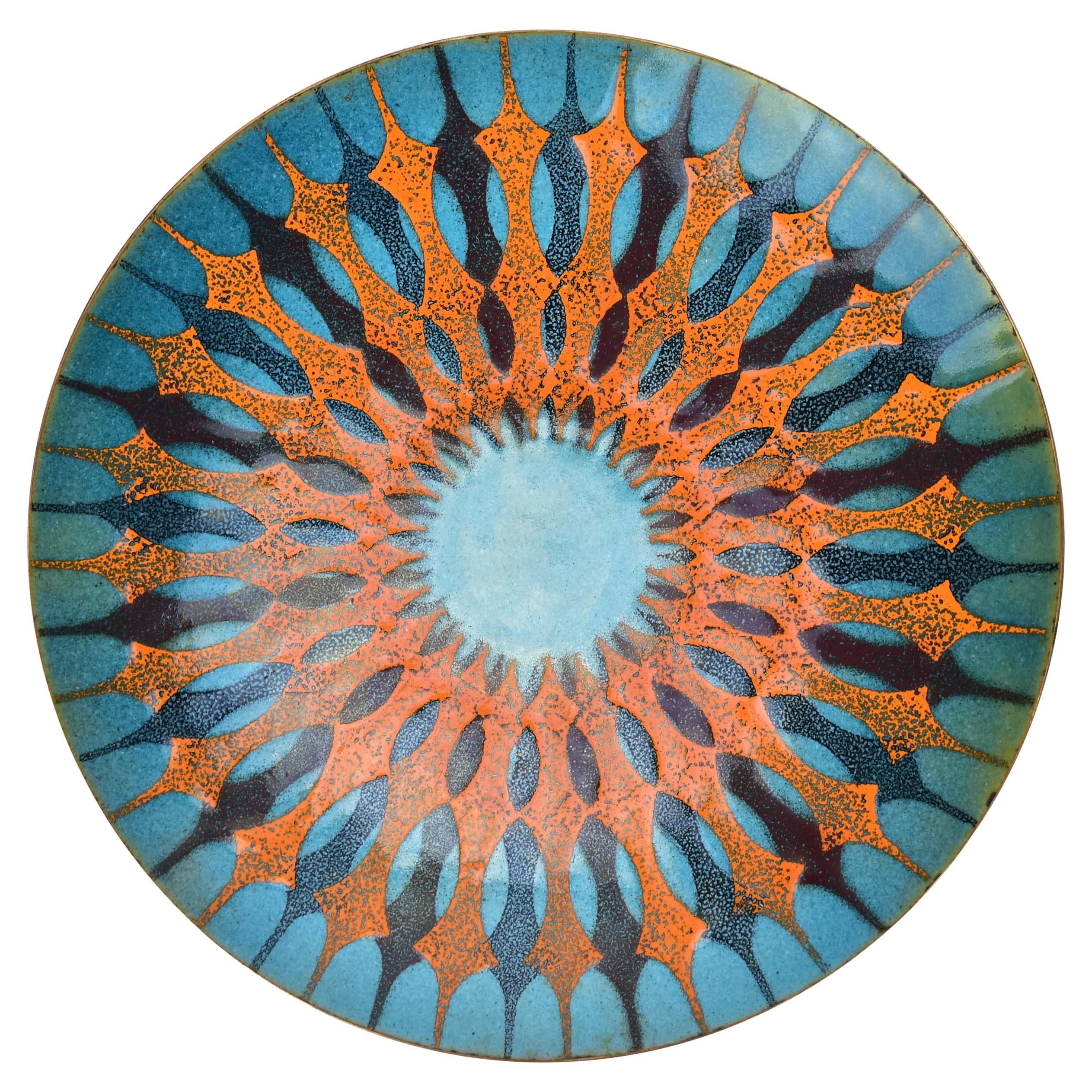 Enameled Copper Bowl Dish Keep All by Margarete Ernst Geometric Pattern MCM