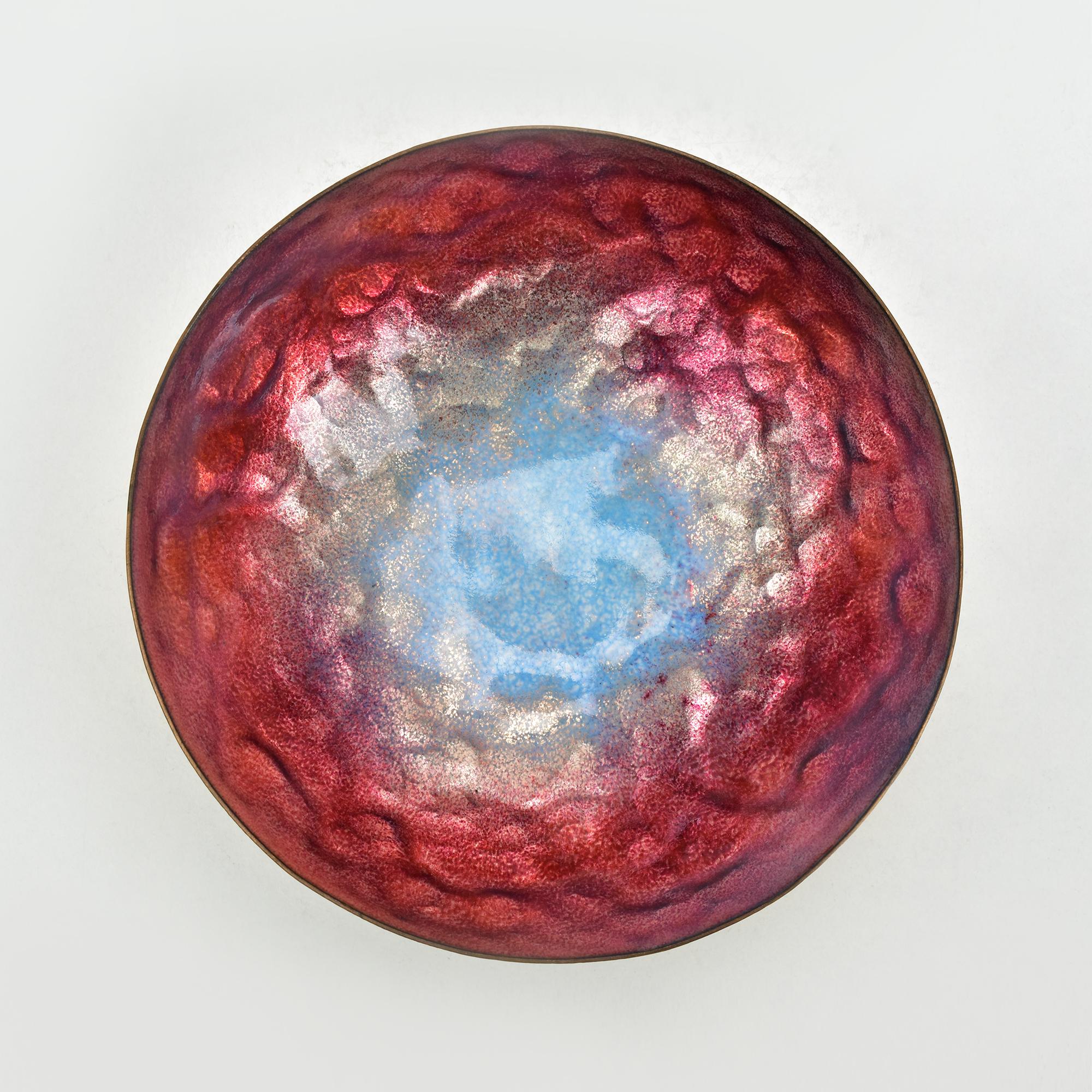 Mid-20th Century Enameled Copper Bowl Dish Paolo De Poli Italian Mid Century Modern Gio Ponti Era For Sale