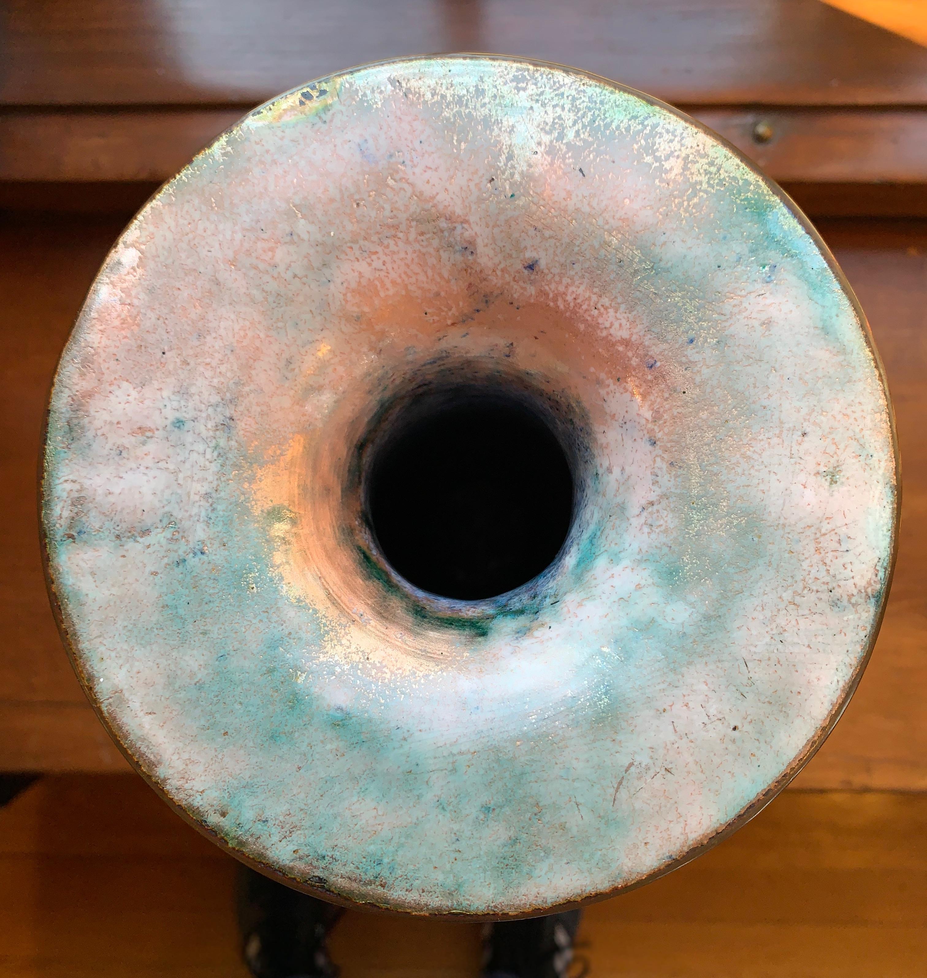 Gio Ponti & Paolo De Poli - Very Very Rare Enameled Copper Vase   In Excellent Condition For Sale In Hamden, CT