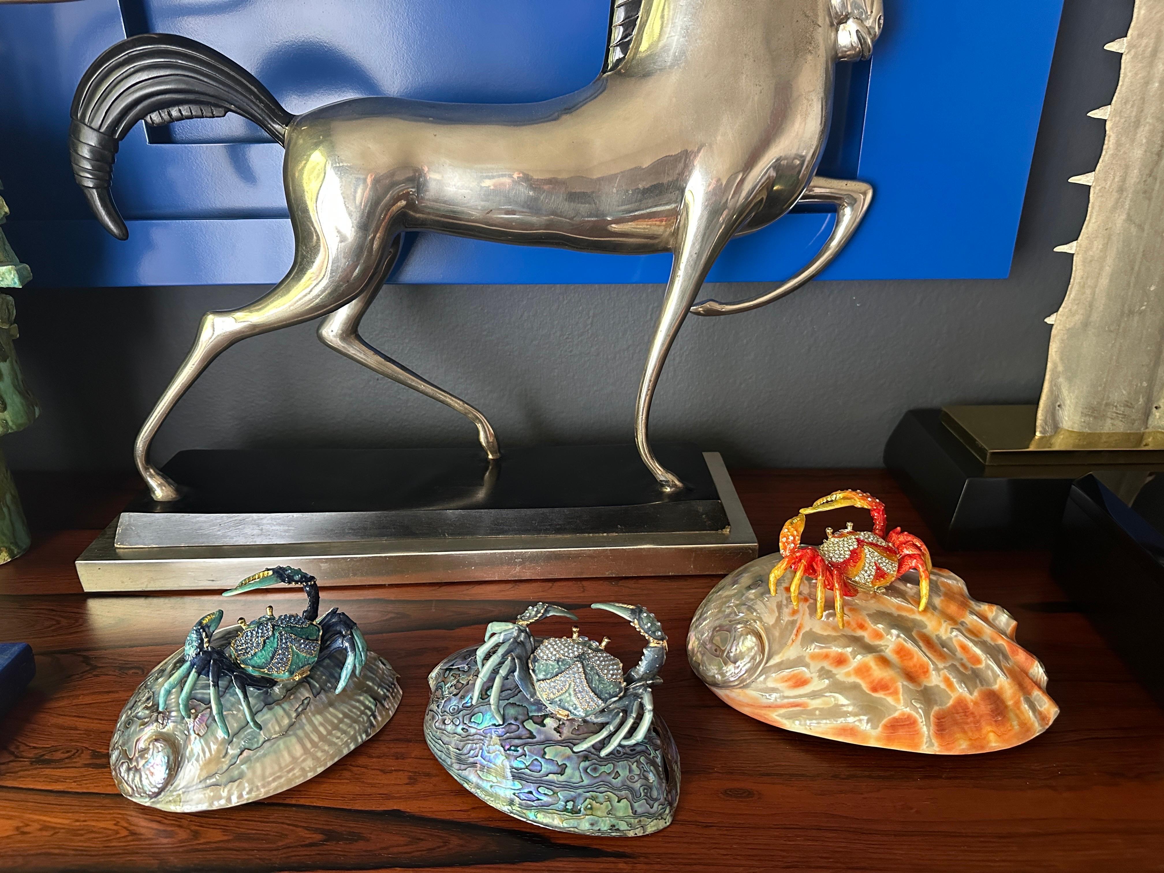 Enameled Crab Sculpture on Abalone Shell For Sale 7