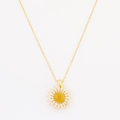Enameled Daisy Flower Pendant Necklace By Joan Rivers, 1990s