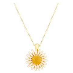 Enameled Daisy Flower Pendant Necklace By Joan Rivers, 1990s
