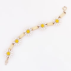 Enameled Daisy Link Bracelet By Accessocraft, 1970s