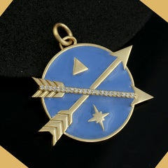 Enameled Diamond Pendant With Crossed Arrows Made In 14k Yellow Gold