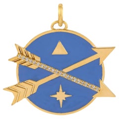 Enameled Diamond Pendant With Crossed Arrows Made In 14k Yellow Gold Enameled Diamond Pendant With Crossed Arrows Made In 14k Yellow Gold