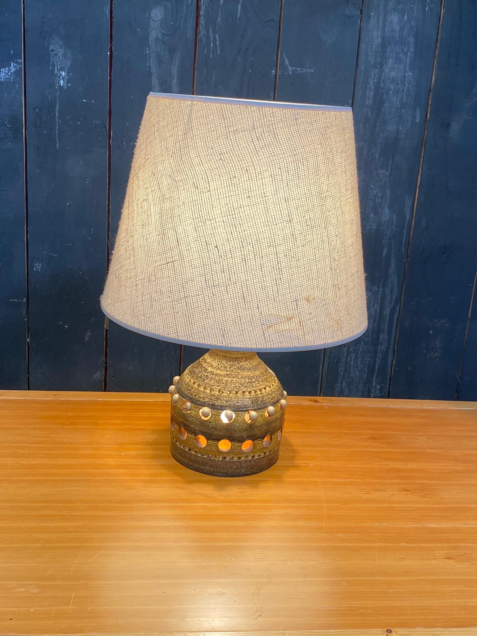 French Enameled Earthenware Lamp Attributed to Georges Pelletier For Sale