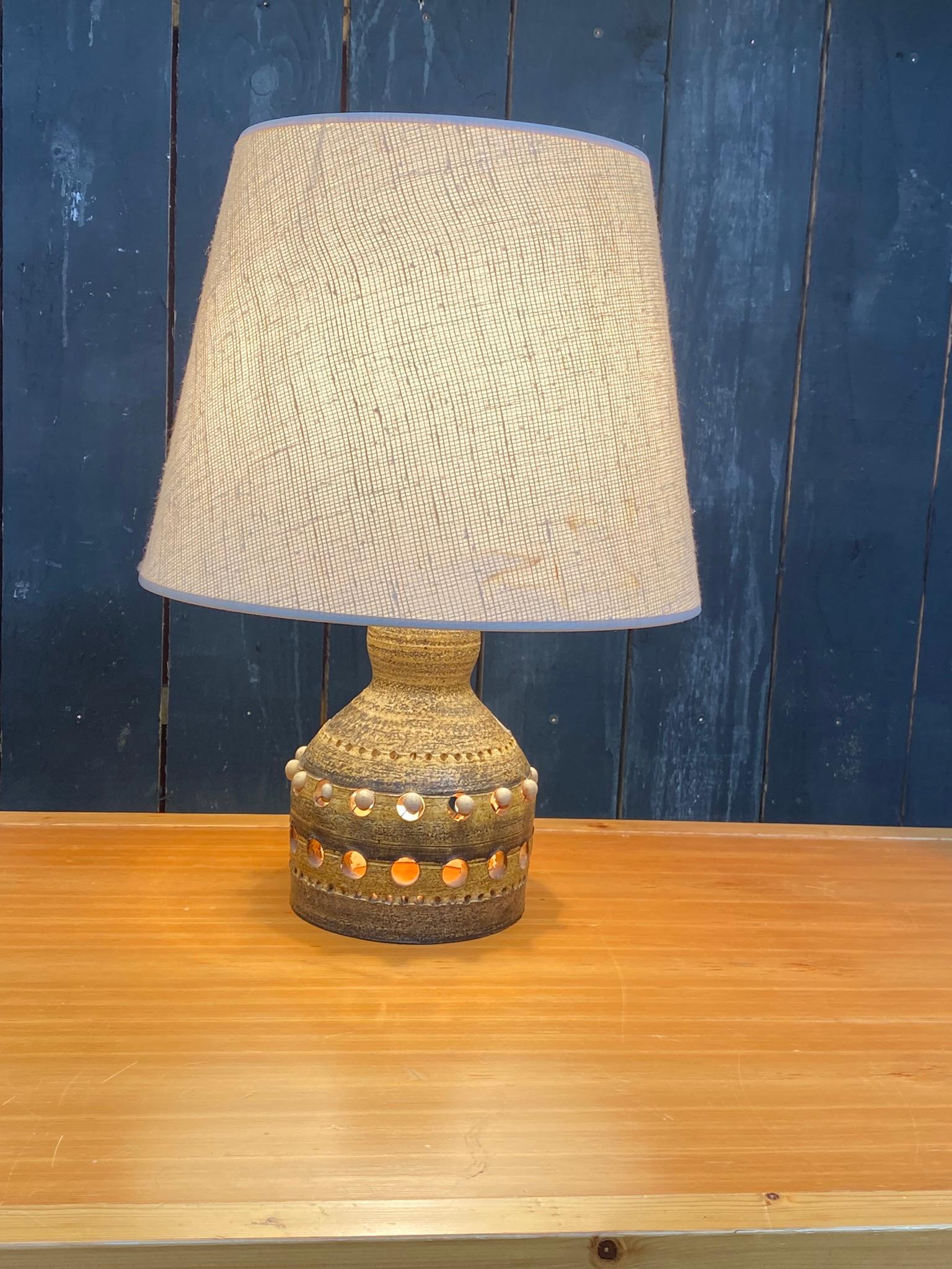 Enameled Earthenware Lamp Attributed to Georges Pelletier In Good Condition For Sale In Mouscron, WHT