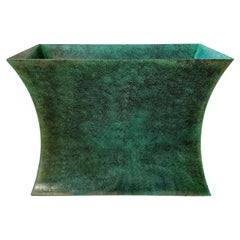 Enameled Faux Bronze Finish Metal Hourglass Dining Table Base