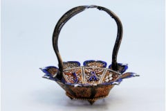 Enameled filigree silver basket with “WELCOME” and Order of Christ cross