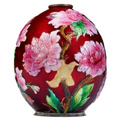 Antique Enameled Floral Vase by Camille Fauré