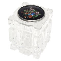Vaso o scatola in lucite e cloisonné smaltato firmato vintage