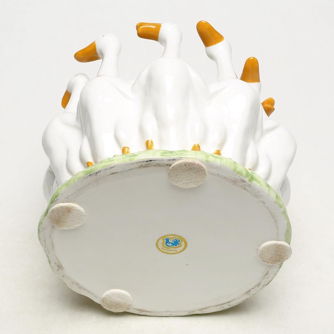 Enameled Fruit Bowl, Goose Dish, Ceramic by Kayen AB Borås In Good Condition For Sale In Vienna, AT