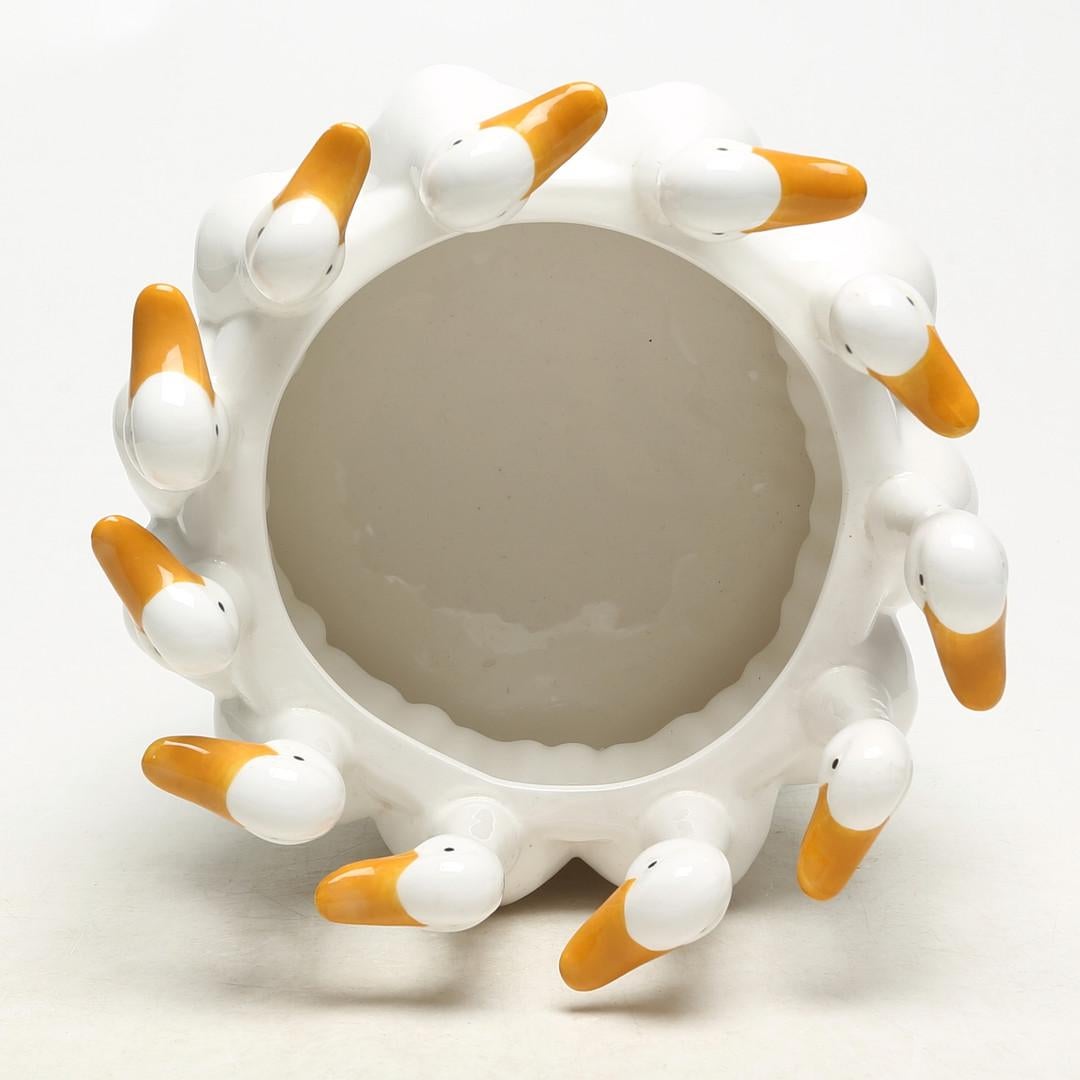 Enameled Fruit Bowl, Goose Dish, Ceramic by Kayen AB Borås For Sale 1