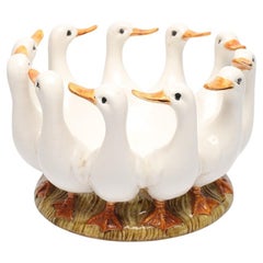 Enameled Fruit Bowl, Goose Dish, Ceramic