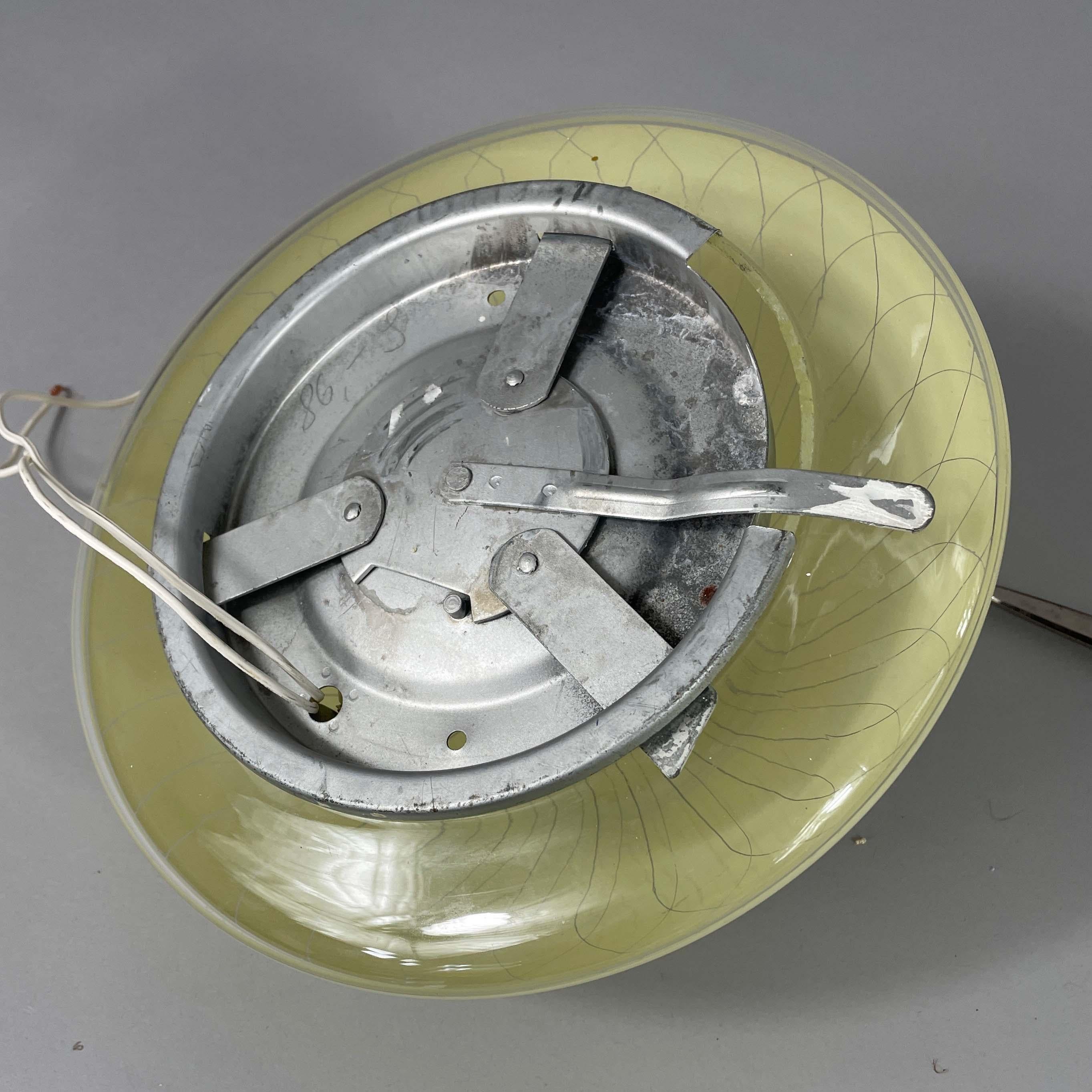Enameled Glass & Brass Flush Mount with Tassel, Sweden 1950s 3