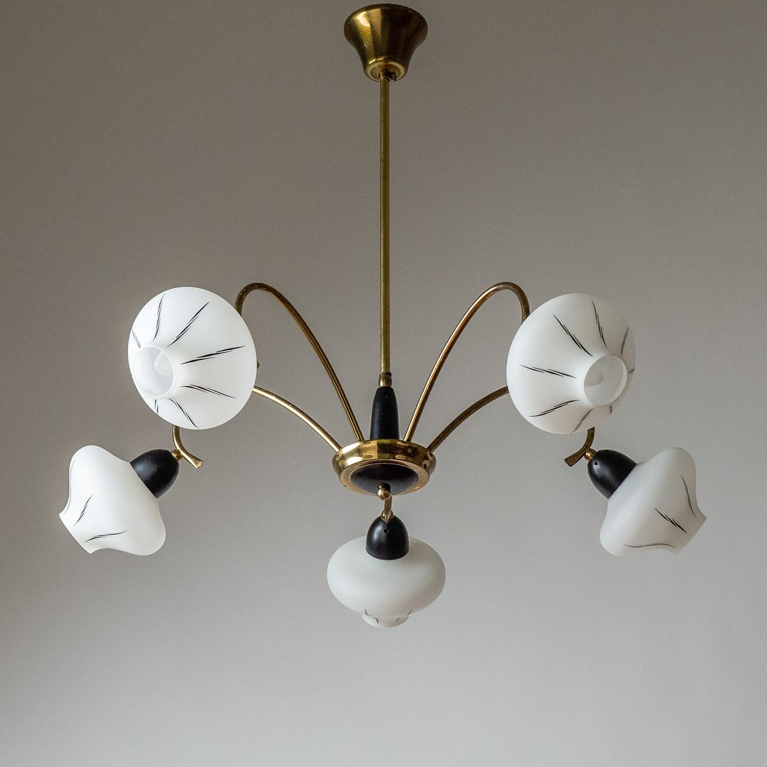 Enameled Glass Chandelier, circa 1960 1