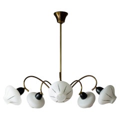 Used Enameled Glass Chandelier, circa 1960