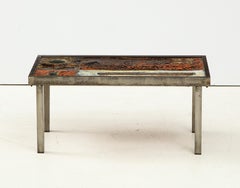 Enameled Lava Coffee Table by Robert and Jean Cloutier, France, circa 1950