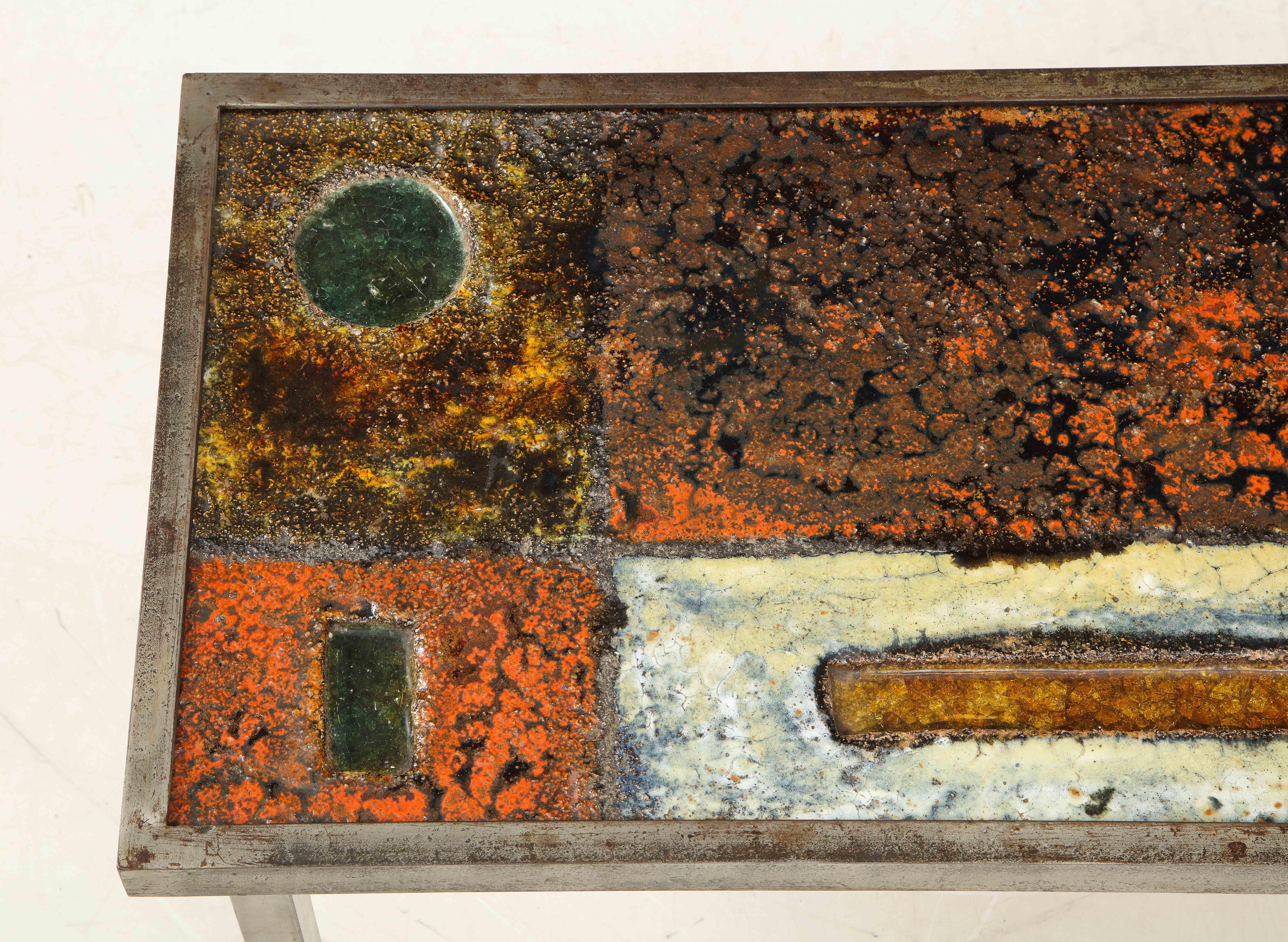 Enameled Lava Coffee Table by Robert and Jean Cloutier, France, circa 1950 In Good Condition In New York City, NY