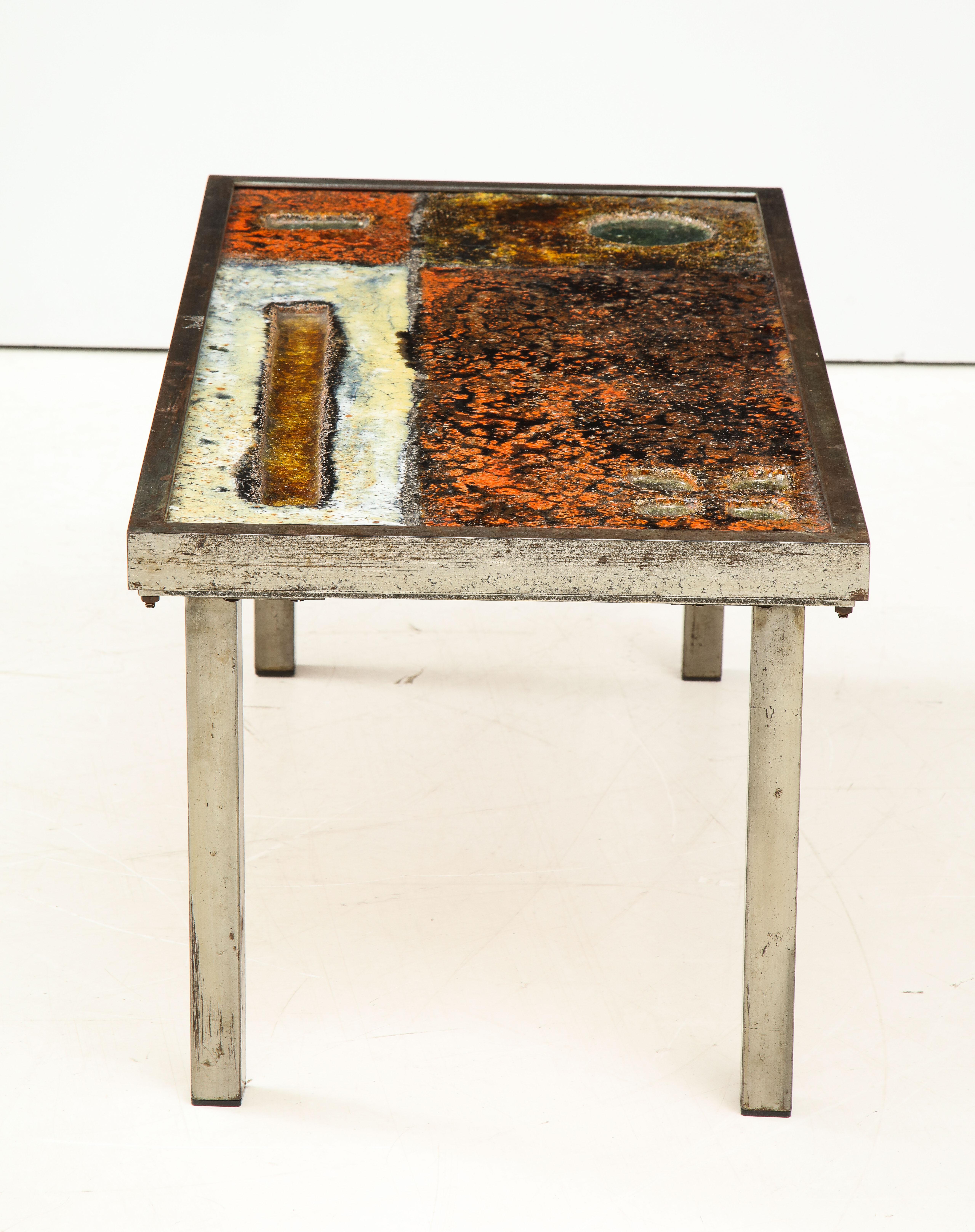 Enameled Lava Coffee Table by Robert and Jean Cloutier, France, circa 1950 3