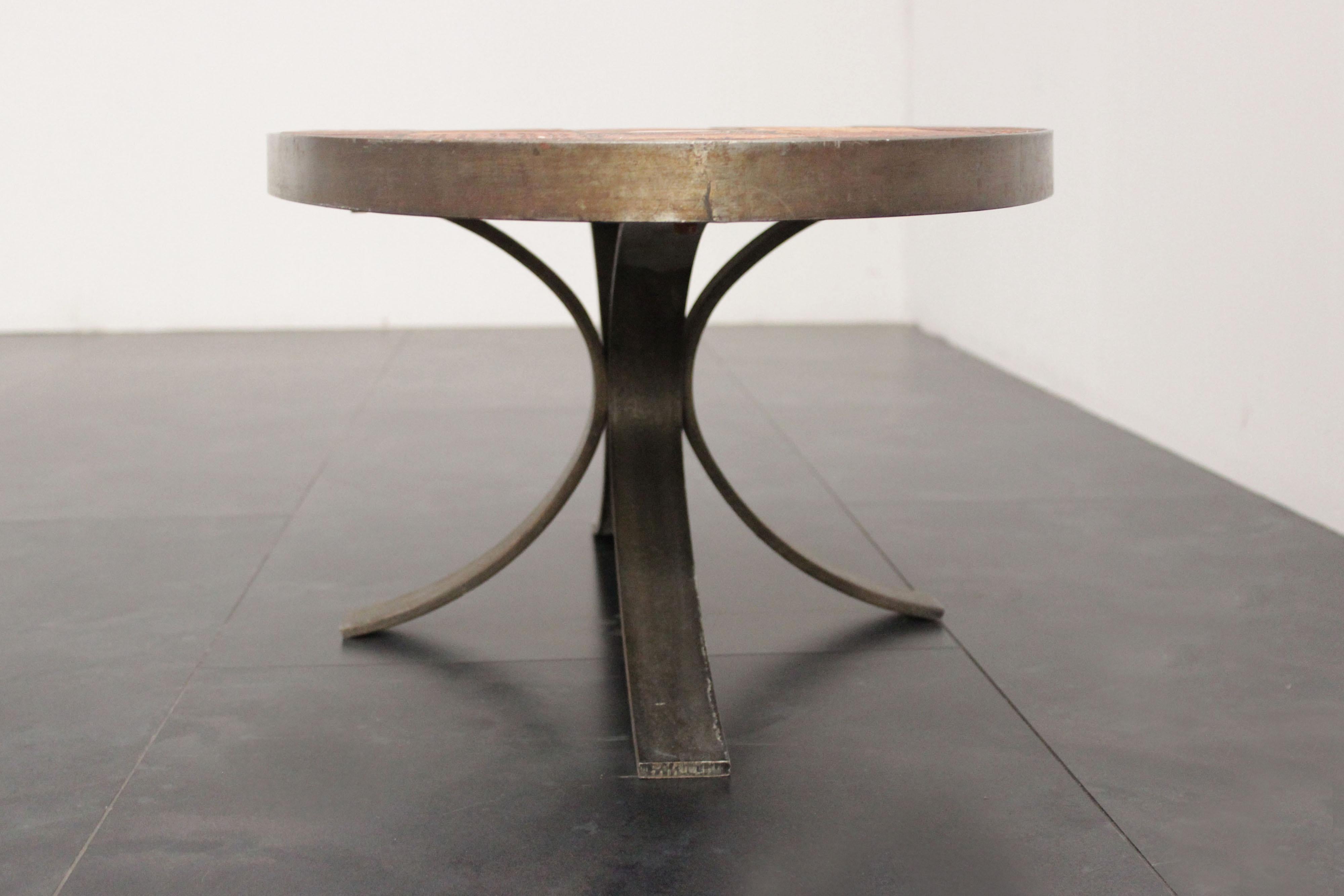 Enameled Lava Stone Coffee Table from Jean Jaffeux, 1960s 4
