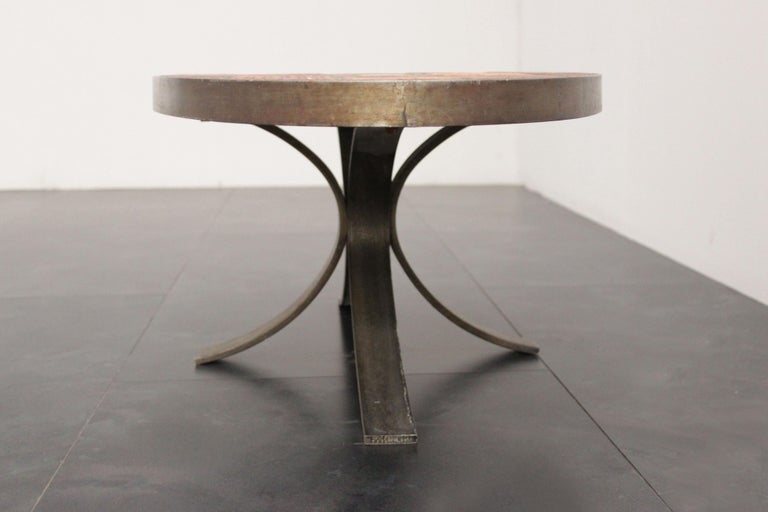 Enameled Lava Stone Coffee Table from Jean Jaffeux, 1960s For Sale 4