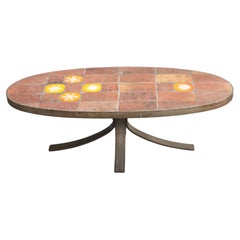 Enameled Lava Stone Coffee Table from Jean Jaffeux, 1960s