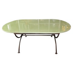 Enameled Lava Stone Racetrack Oval French Lava Stone Dining Table