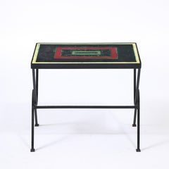 Enameled Lava Stone Side Table attributed to Jacques Adnet, France, 1950s