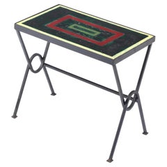 Enameled Lava Stone Side Table attributed to Jacques Adnet, France, 1950s