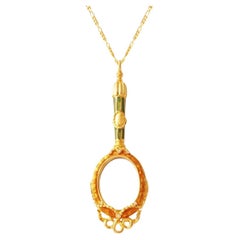 Enameled Lorgnette Magnifying Glass Pendant Necklace By Joan Rivers, 1990s
