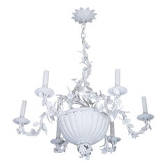 Enameled metal foliate motif chandelier