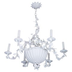 Enameled metal foliate motif chandelier