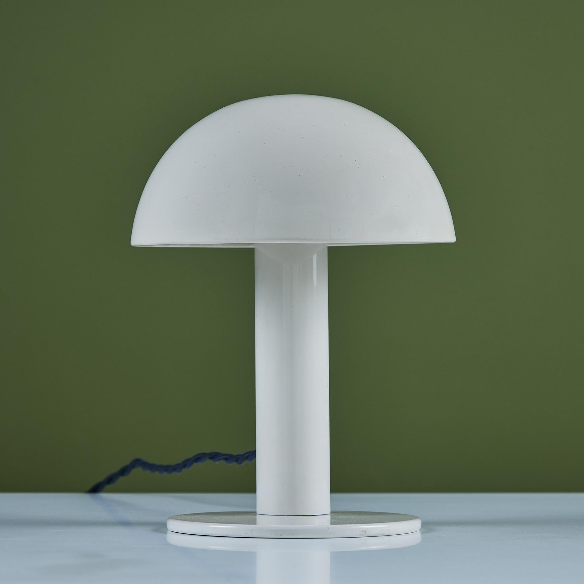 20th Century Enameled Mushroom Shade Table Lamp For Sale