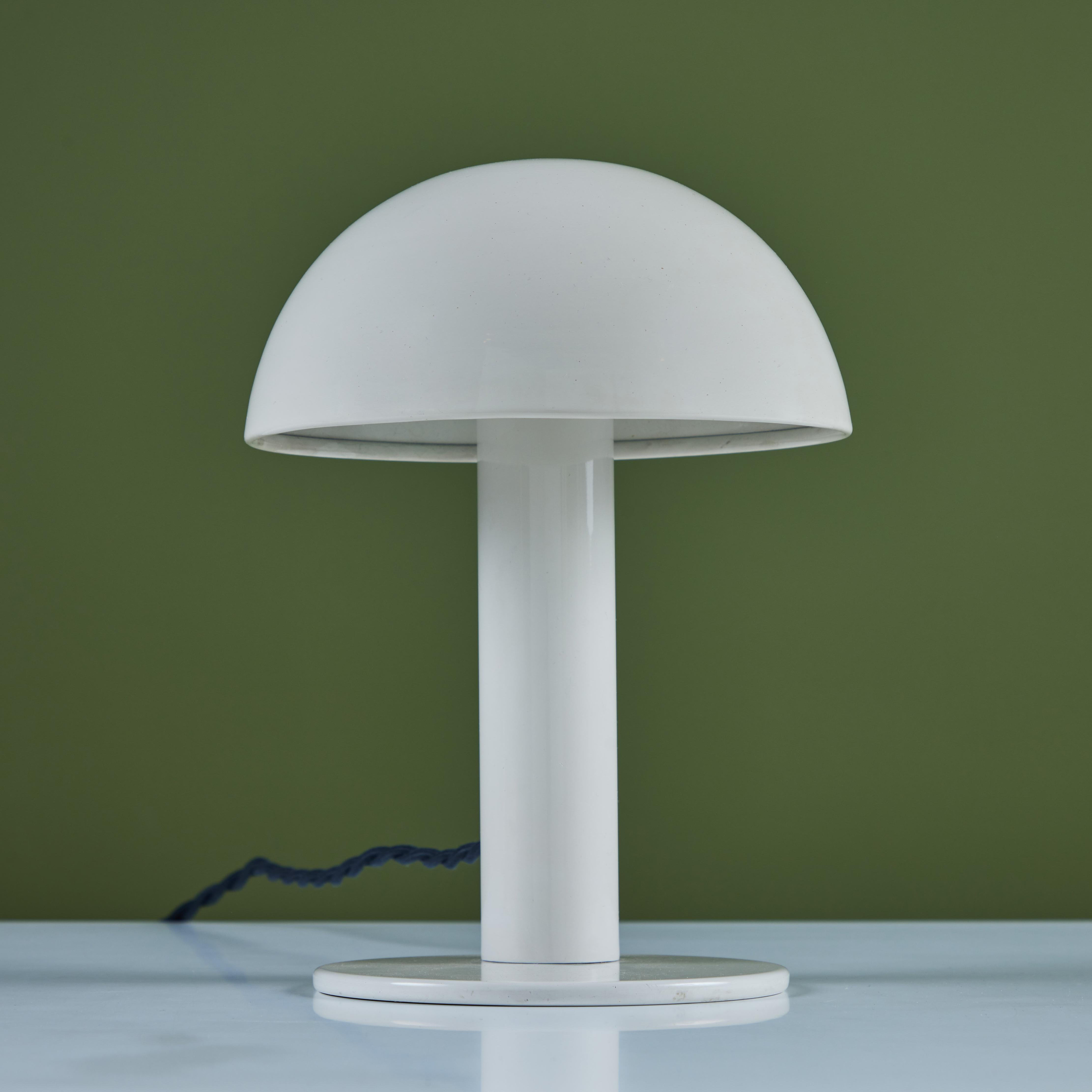 Metal Enameled Mushroom Shade Table Lamp For Sale