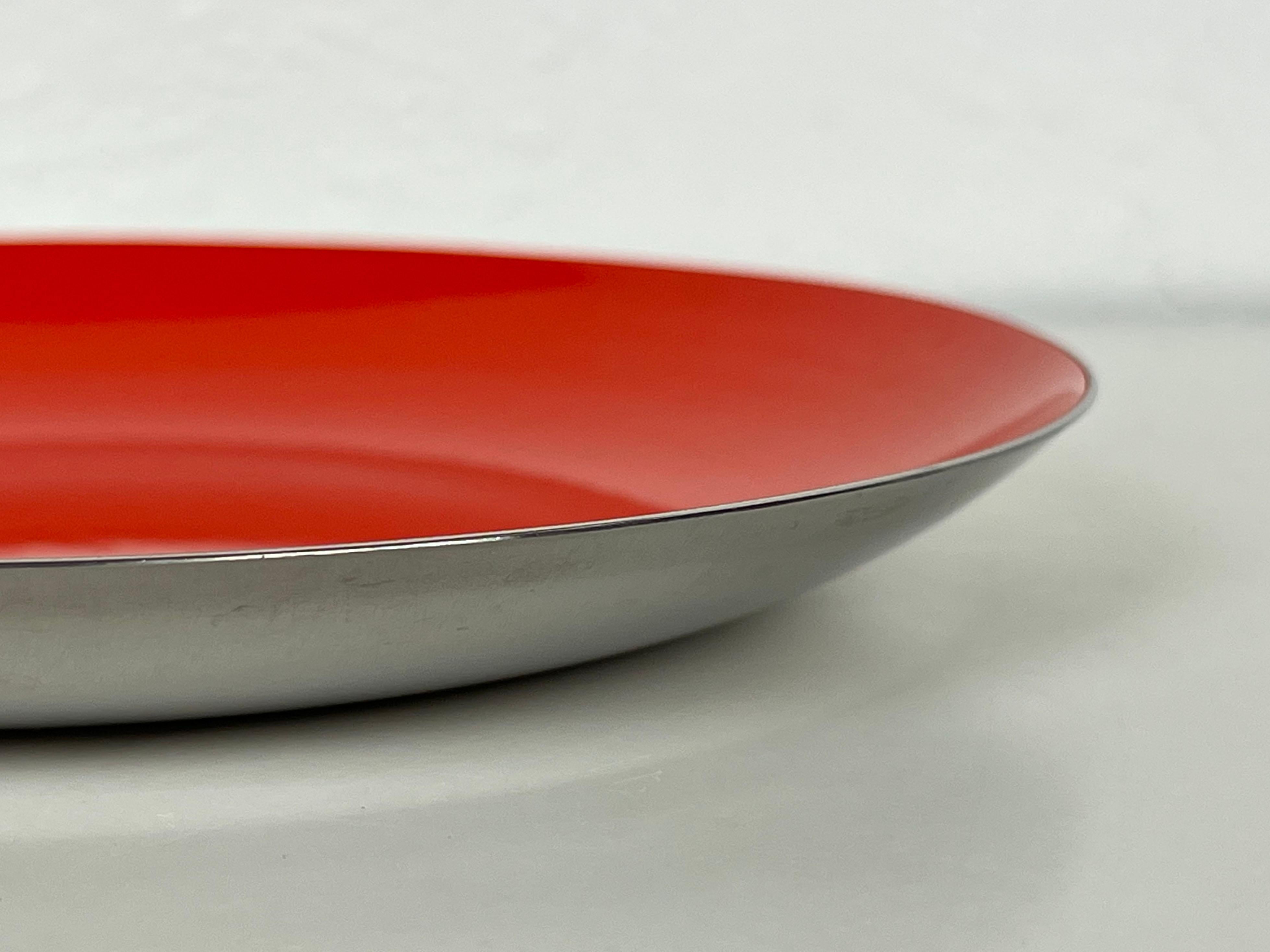 Norwegian Enameled Red Metal Bowl by Leif Wessmann for Knoll International