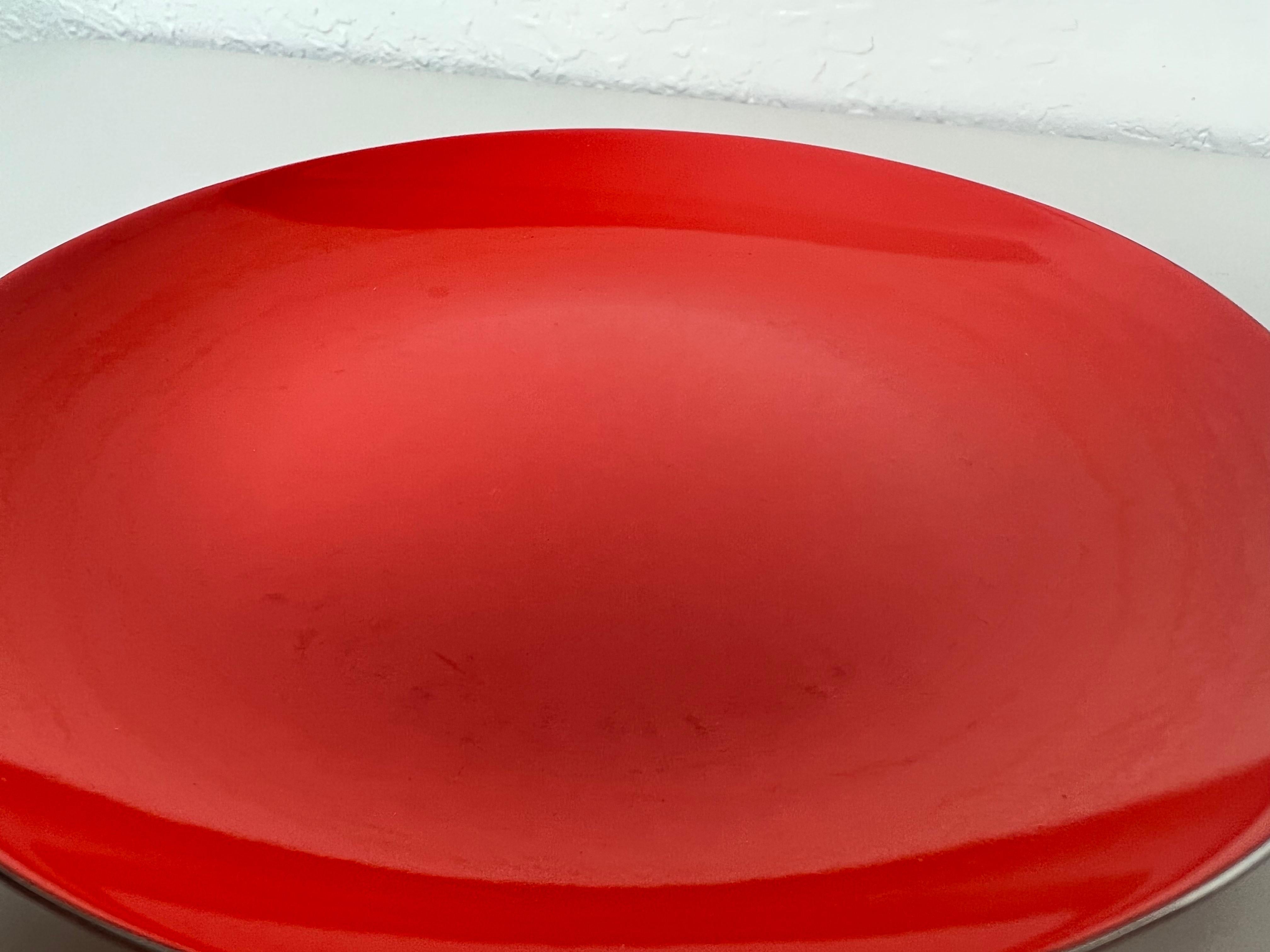 20th Century Enameled Red Metal Bowl by Leif Wessmann for Knoll International