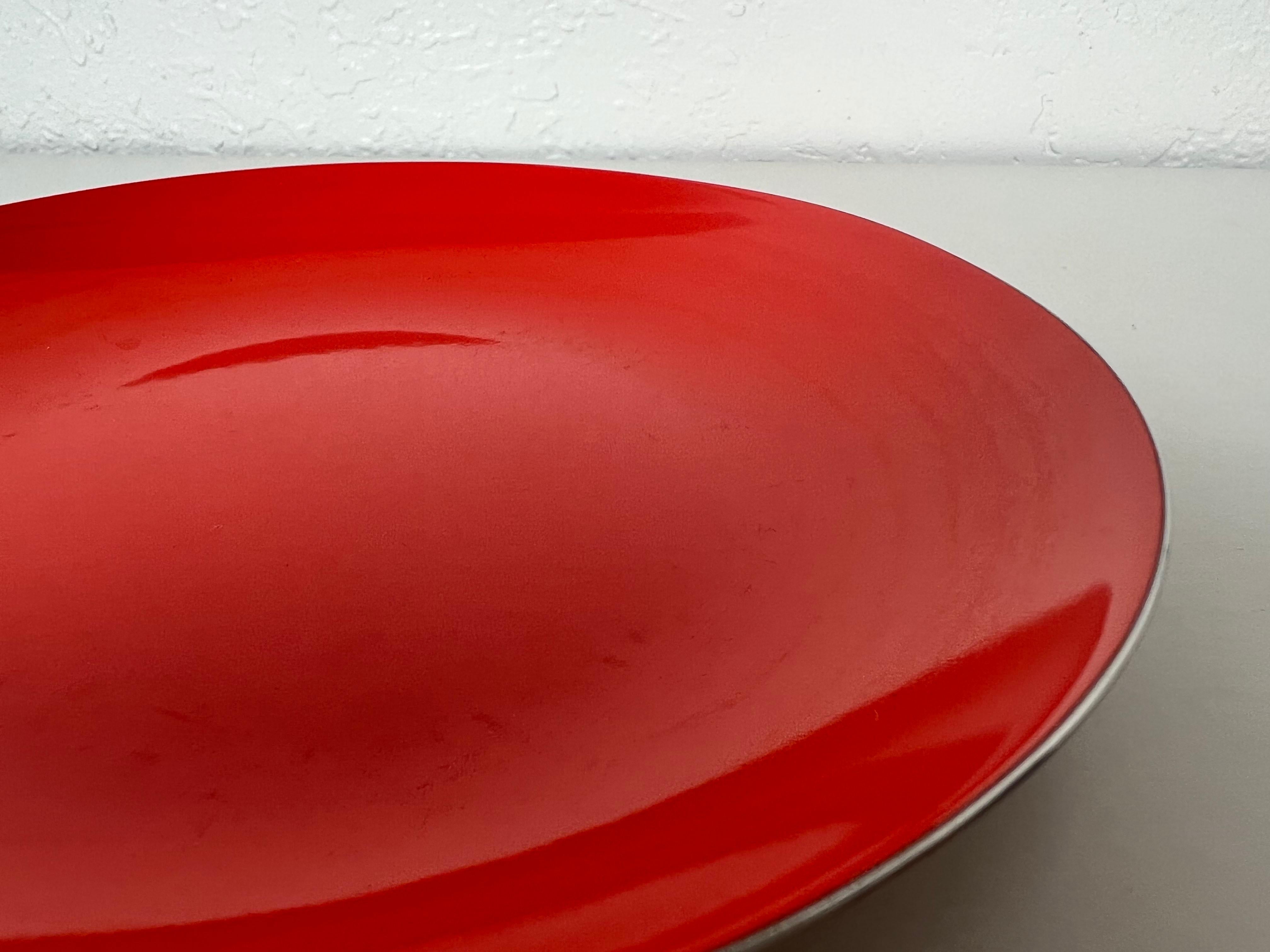 Enameled Red Metal Bowl by Leif Wessmann for Knoll International 1